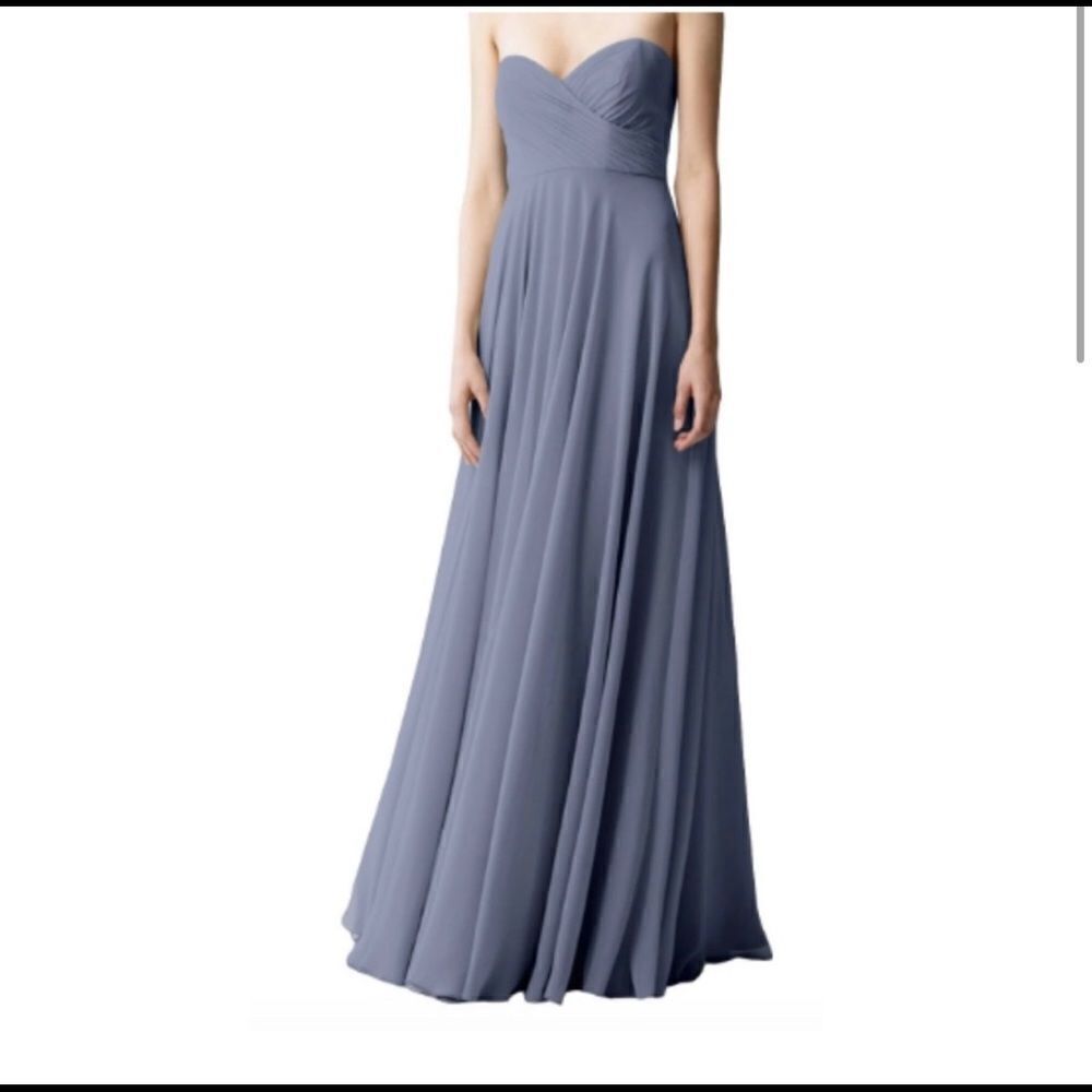 Jenny Yoo Adeline Peri Blue Gray Style 1781 Maxi Dress Sz 10